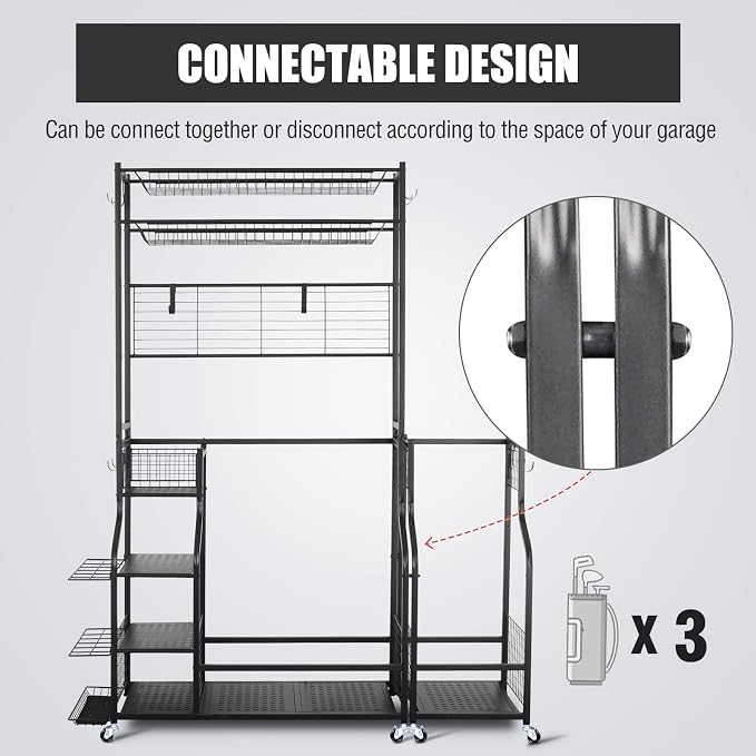 Mythinglogic Golf Bag Storage Garage Organizer, 2 Golf Bags Storage Stand and - Image 5