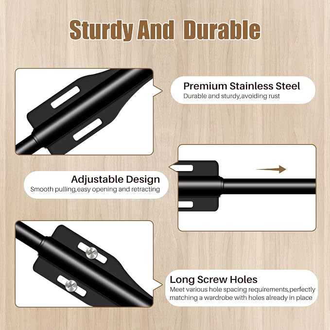 12" Valet Rod For Closet Pull Out Slide Out Adjustable Heavy Duty Valet Rod For - Image 4