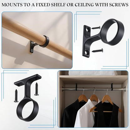 LEIFIDE 2 Pcs 1 5/16 Inch Diameter Round Wardrobe Closet Rod Suspended Center - Image 7