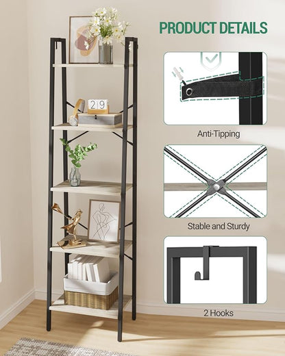 Hzuaneri Ladder Shelf, Freestanding Corner Storage Shelf | Bookcase - Image 3
