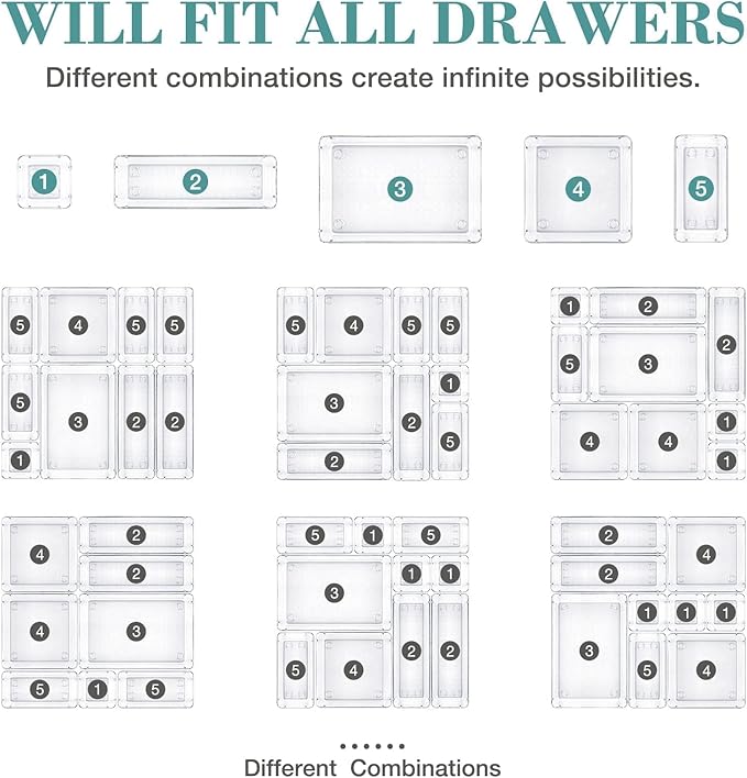 10 PCS Drawer Organizer Set, 4 Varied Size Bathroom and kitchen Drawer cabinet - Image 4