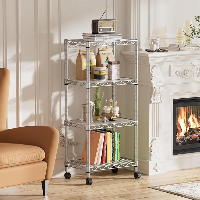 SINGAYE 4 Small Shelves Storage Shelf Wire Shelving Unit Metal Shelf Adjustable - Image 7