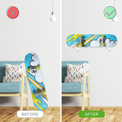 BiJun Skateboard Wall Mount, Snowboard Wall Mount Display, Acrylic Horizontal - Image 4