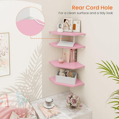 Corner Shelf Wall Mount, Wood Hanging Storage Shelving - Image 3