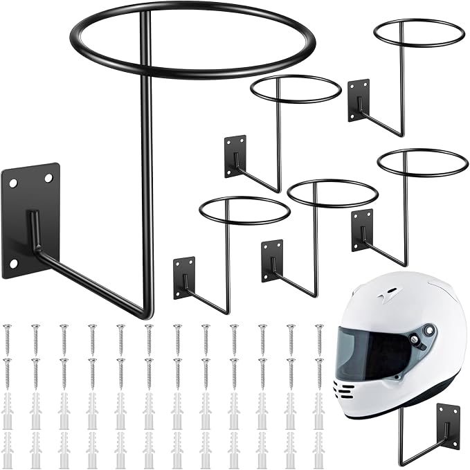 6 Pack Helmet Hanger Wall Mount Motorcycle Helmet Rack Metal Ball Holder by Potchen