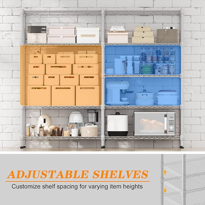 Homdox 5-Tier Adjustable Metal Storage Shelves, Space-Saving Corner Rack - Image 4