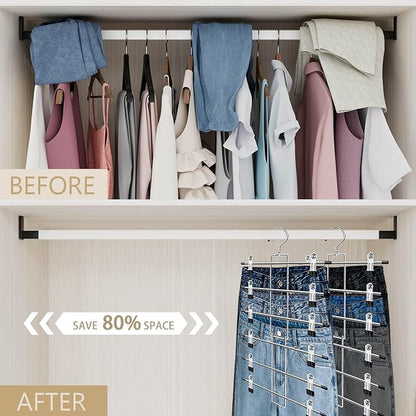 Pants Hangers with Clips, Space Saving Hanging Closet Organizer-6 Tiers Skirt - Image 2