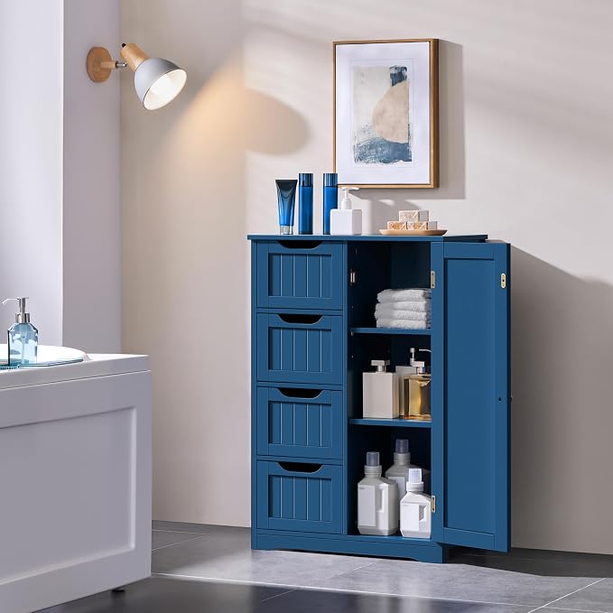 Yaheetech Wooden Bathroom Floor Cabinet, Side Storage Organizer Cabinet - Image 2