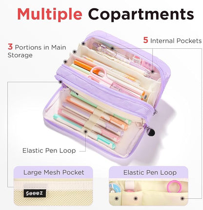 Sooez Large Pencil Case Pouch, Extra Big Pencil Bag - Image 4