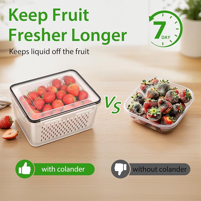 4 PCS Fruit Storage Containers for Fridge, Leakproof Produce Containers for - Image 3