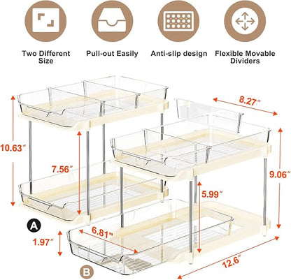 Delamu 2-Tier Multi-Purpose Bathroom Under Sink Organizers and Storage - Image 2
