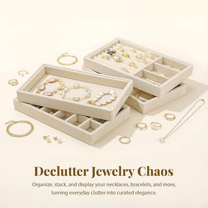 Elsjoy 8 Pack Velvet Jewelry Trays, Stackable Jewelry Organizer Trays - Image 6