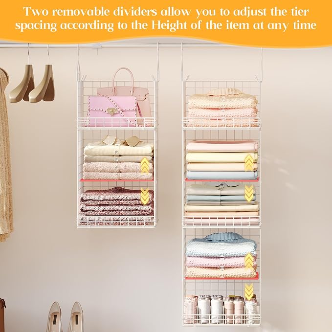 Yuyetuyo 5 Tier Hanging Closet Organizer Separable Hanging Closet Shelves - Image 4