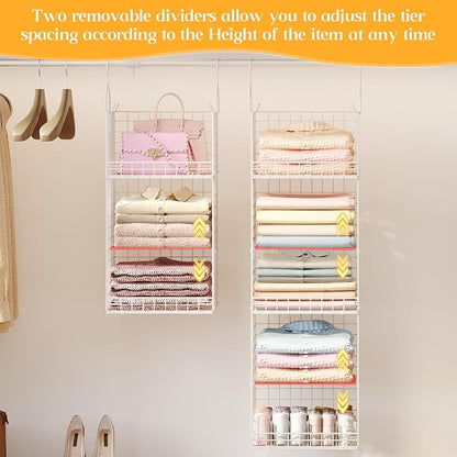 Yuyetuyo 5 Tier Hanging Closet Organizer Separable Hanging Closet Shelves - Image 4