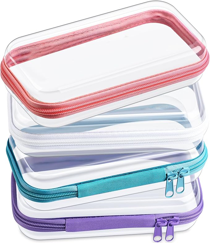 Hoolerry 4 Pcs Hard Clear Zipper Case Makeup Bags Plastic Pencil Pouch by Hoolerry