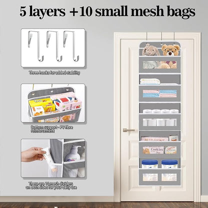 Over The Door Organizer, 5 Shelves Closet Door Hanging Organizer - Image 3