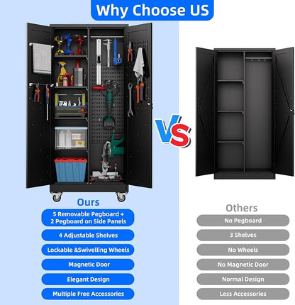 Black Broom Closet Storage Cabinet - Image 7
