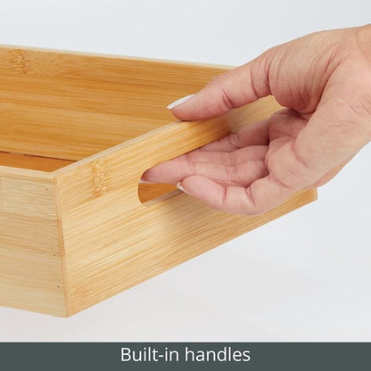 mDesign Kitchen Storage Box – Open-Top Bamboo Storage Tray - Image 5