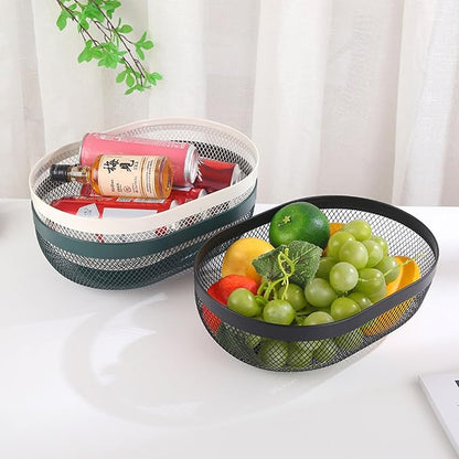 AJIODA Metal Mesh Steel Basket, Oval Metal Wire Storage Organizer Baskets Multi - Image 6