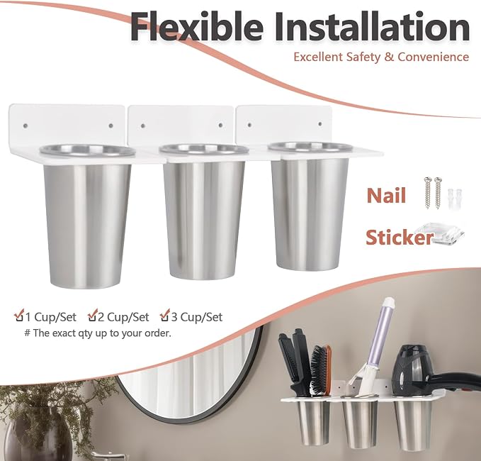 Hair Hot Tools Wall Mount, Hair Tool Organizer Acrylic Wall Holder - Image 7