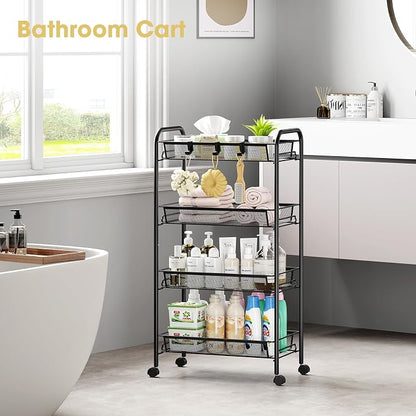 TOOLF 4-Tier Rolling Cart, Metal Utility Cart - Image 8