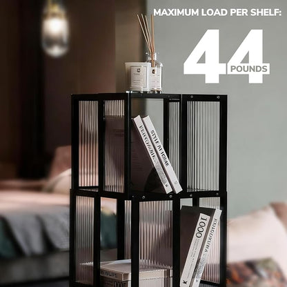 BAMEOS Rotating Bookshelf Tower 4 Tier, 360 Spinning Bookcase - Image 6