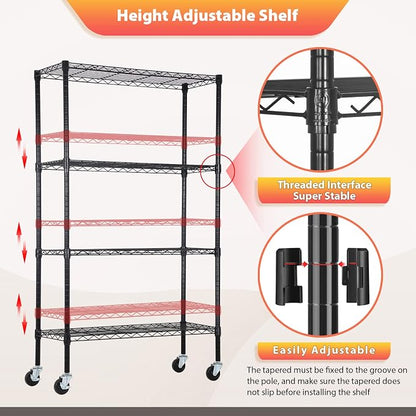 FDW Wire Shelving Storage Shelves 4-Shelf Adjustable NSF Wire Shelf Heavy Duty - Image 6