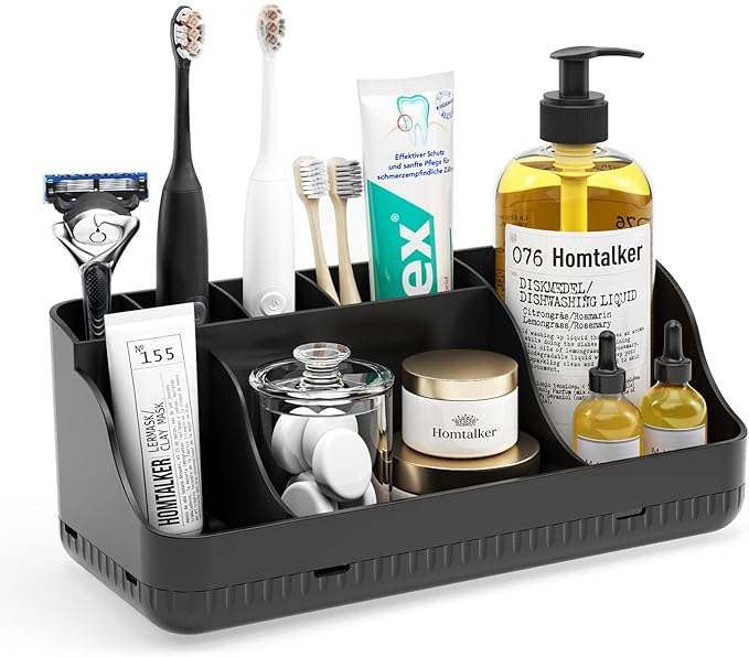 Bathroom Counter Organizer and Storage, 7 Slots Detachable Toothbrush Holders by Homtalker
