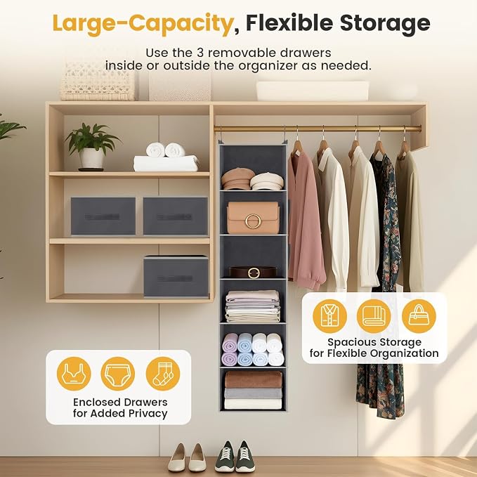 Hanging Closet Organizer 6-Shelf - Image 5