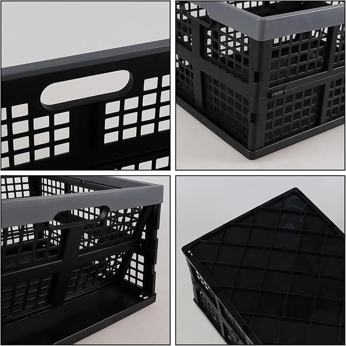 Foldable Storage Crates, Stackable Design, Built-in Handles, Space-Saving - Image 3