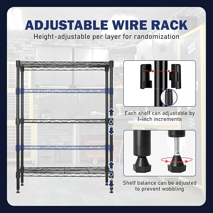 PayLessHere | 3-Tier Wire Shelf | 23"x13"x30" | Black | Adjustable Racks | - Image 6