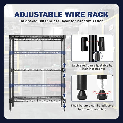 PayLessHere | 3-Tier Wire Shelf | 23"x13"x30" | Black | Adjustable Racks | - Image 6