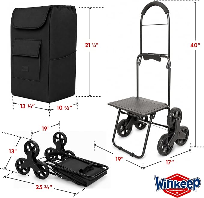 Shopping Cart, Super Loading Stair Climber 220 lbs Capacity, Grocery Foldable - Image 3