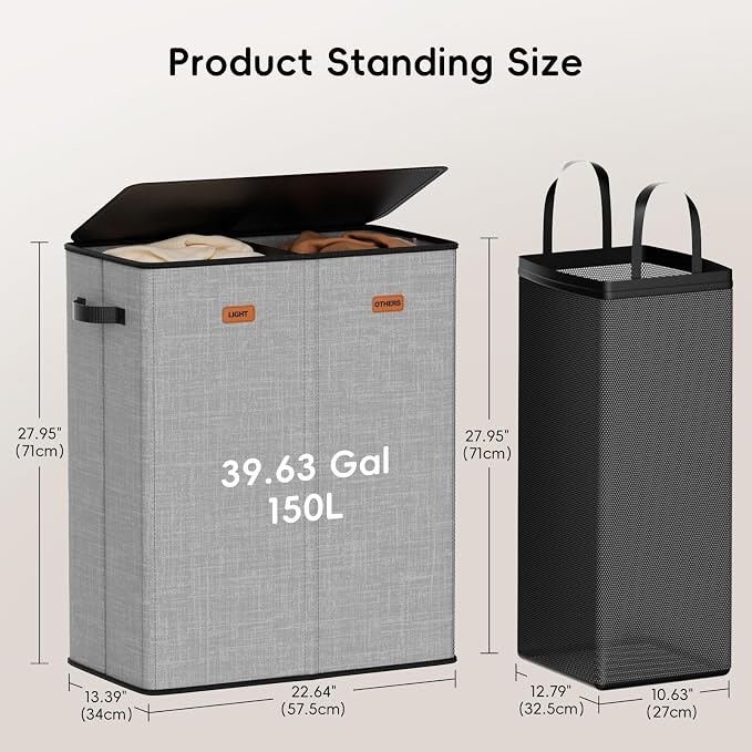 150L Double Laundry Hamper - Image 6