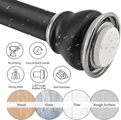 Shower Curtain Rod 27 to 60 Inch, 1 Inch Diameter Adjustable Spring Tension Rod - Image 6