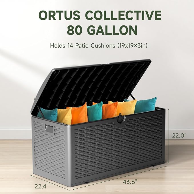 80 Gallon Deck Box, Double Layer Waterproof Resin Outdoor Indoor Storage Box - Image 2