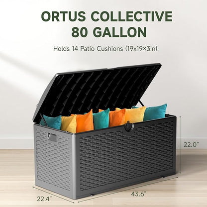 80 Gallon Deck Box, Double Layer Waterproof Resin Outdoor Indoor Storage Box - Image 2