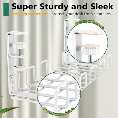 Under Desk Cable Management Tray, L 15.7''W 6.3'' No Drill Steel Desk Cable - Image 5
