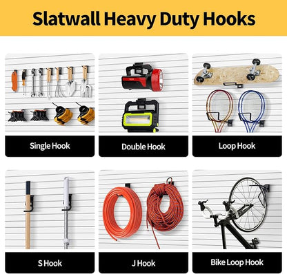 Slatwall Hooks 25 Pack, Heavy-Duty Metal Garage Slat Wall Hook Kit, - Image 3