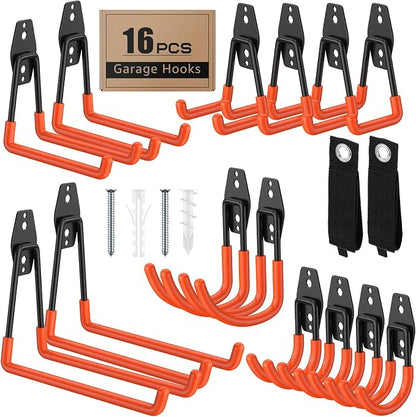 16 Pack Garage Hooks with Anti-Slip Coating Heavy Duty Wall Mount Hooks by Unknown