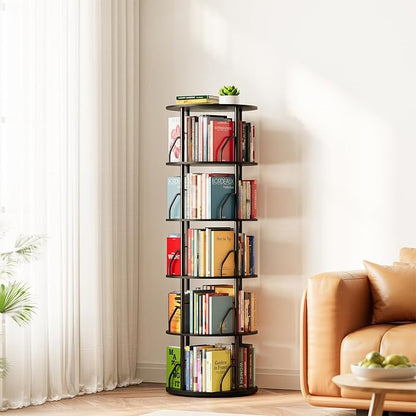 SpaceAid 5 Tier Rotating Bookshelf Tower, 360 Display Stackable Spinning by SpaceAid