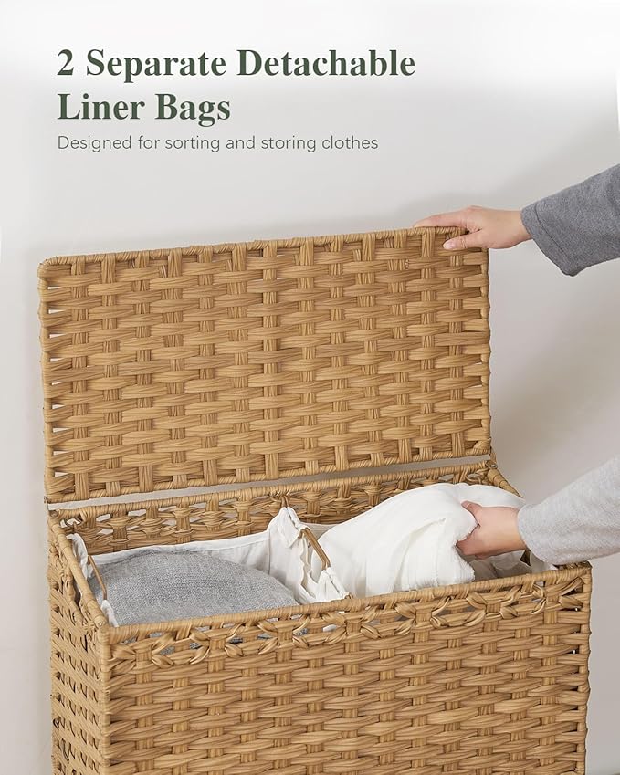 SETVSON Laundry Hamper with Lid, 112 L Handwoven Rattan Wicker Laundry Basket - Image 4