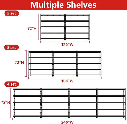 PrimeZone 60" W X 24" D X 72" H Heavy Duty Garage Storage Shelves - Image 9