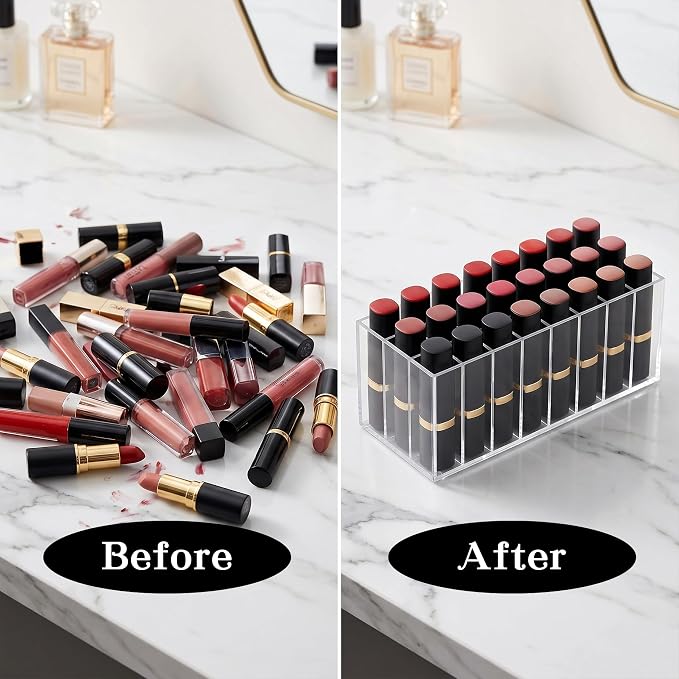 Lipstick Organizer 24 Slots Acrylic Lip Gloss Holder - Image 3