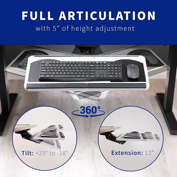 VIVO Adjustable Computer Keyboard and Mouse Platform Tray, Ergonomic Under - Image 4