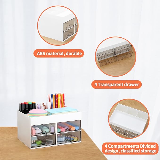 LETURE Desktop Organizer with Drawer, Accessories Stationary Organizer Desk - Image 6