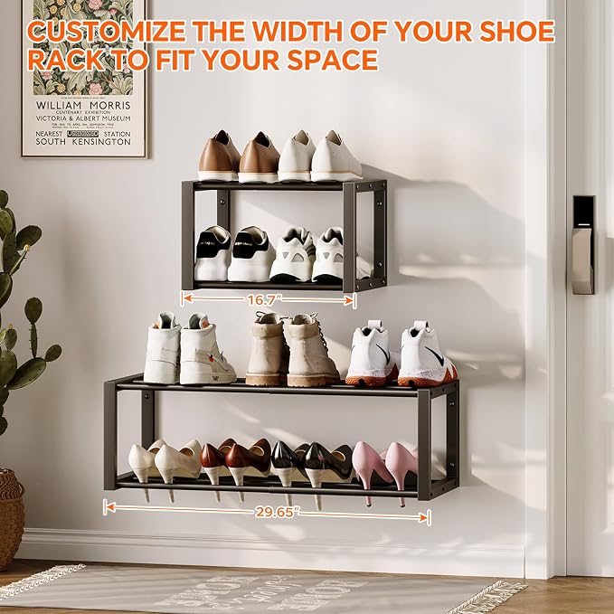 Homeiju Hanging Shoe Organizer, 2 Pack Wall Mounted Shoe Rack Holds 12 Pairs - Image 5