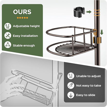HAMITOR Corner Shower Caddy Tension Pole: 4-Tier Rust-Resistant Adjustable - Image 3