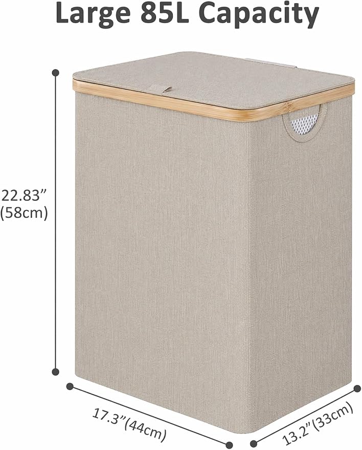 iEGrow Laundry Basket with Lid, Large Laundry Hamper with Handle and Lid - Image 2