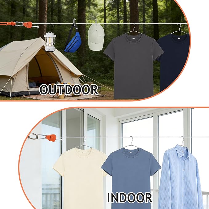 Retractable Clothesline Outdoor Indoor, Portable Travel Clothes Line Heavy Duty - Image 5